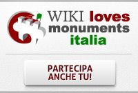 logo Wiki Loves Monuments Italia con la scritta Partecipa anche Tu